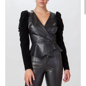 Flying Tomato Black Faux Leather Top